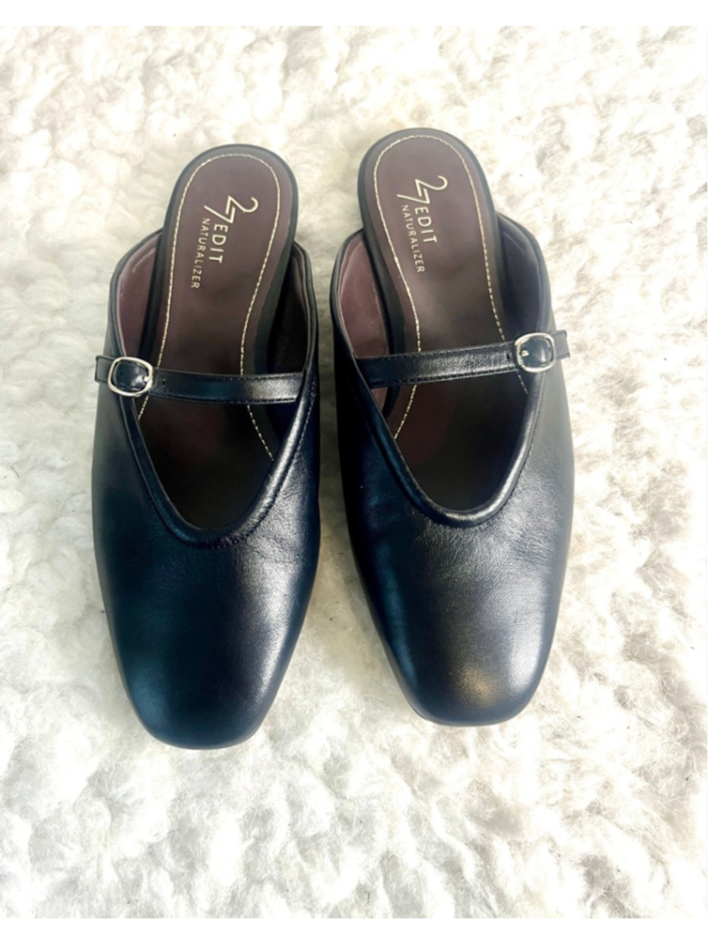 27 EDIT Naturalizer Cece leather Mary Jane mules in black women size 7M